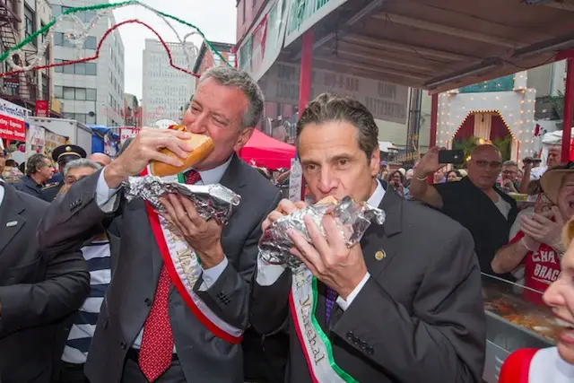 The mayor and the governor at San Gennaro in 2014